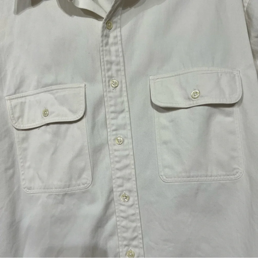 Vintage J Crew Oarsman Men M Denim White Button Down 90's Made USA Shirt
